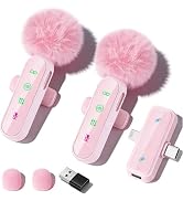 TEKHGAGY Mini Mic Pro Wireless Mini Microphone for iPhone, iPad, Android-Pink