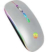 KBCASE LED Wireless Mouse Slim Silent Mouse 2.4G Rechargeable Wireless Computer Mouse Wireless Mo...