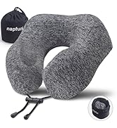 napfun Travel Pillow for Airplane, Premium Memory Foam Neck Pillow for Flight Headrest Sleep, Por...