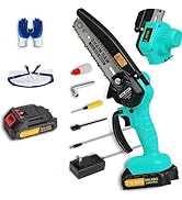 Mini Chainsaw Cordless, 6 inch Electric Chain Saw, With power display for Wood/Tree Cutting, Gard...