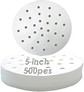 500pcs Steamer Paper for Dumplings Rounds White Patty Paper Sheets Non-Stick Food Grade Steam Pap...