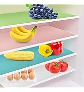 BEVTEE 8 Pack Refrigerator Liners, Washable Fridge Shelf Mats, Non-Slip Glass Shelf Paper for Kit...