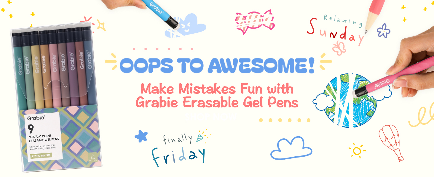 erasable gel pen set of 9-rustic