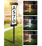DBF Solar Address Sign with Stakes, Solar Powered House Numbers for Outside Light Up Dual-Sided I...