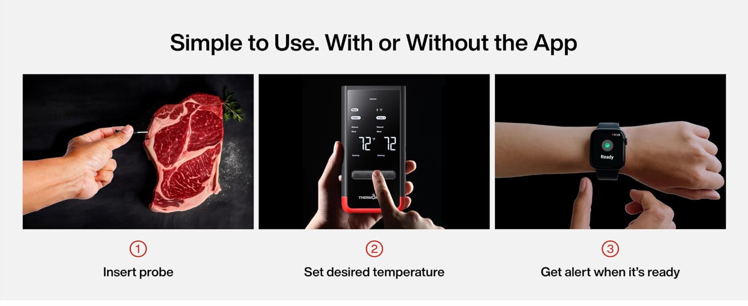 Wireless Meat Thermometer Smart Display Base and A smart app