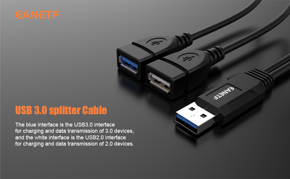 USB 3.0 Female to Male Splitter Cable