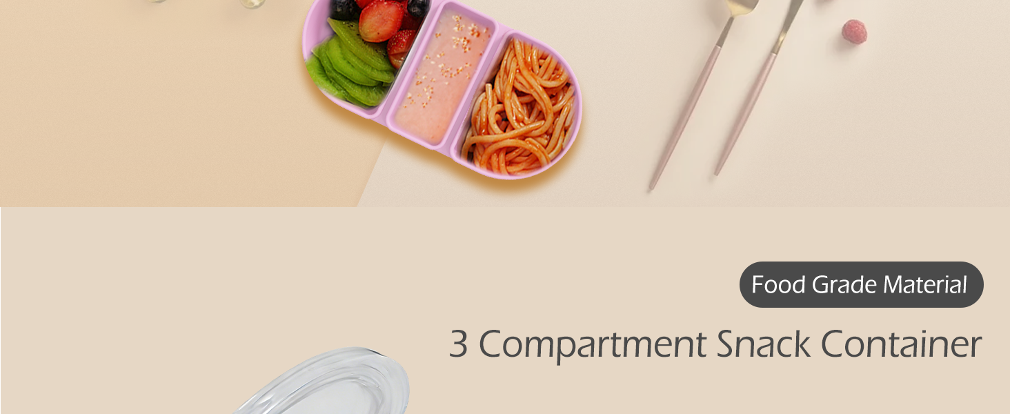 ZOMOVOR 3 Pack Reusable Silicone Snack Containers with Lids, Meal Prep Containers 3 Compartments,