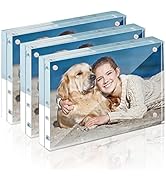 TWING 3 Pack 4 x 6 Acrylic Frame,Acrylic Picture Frames Horizontal Magnet Double Sided 4x6 Pictur...