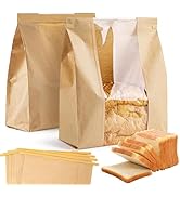 MAQIHAN 24 Bread Bags with Reusable Ties - Homemade Sourdough Bread Storage Bags Brown Paper Bage...