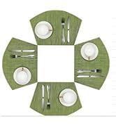 GIVERARE Placemats Set of 4 Round, Wedge Shaped Heat-Resistant Woven Vinyl Placemat 12x18in, Non-...
