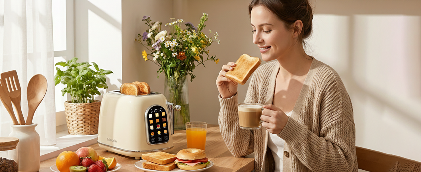 Mecity Retro Toaste 2 Slice with Touchscreen Control