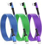 USB C to USB C Right Angle Cable,3-Pack 10FT 60W Type C to Type C Cable,Nylon Braided Fast Chargi...