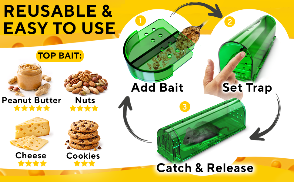 Humane Mouse Traps - Reusable and Easy to use