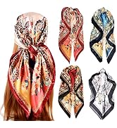 upeilxd 4Pcs Silk Head Scarves for Women Satin Hair Scarf 35”Large Square Bandana Silk Like Neck ...