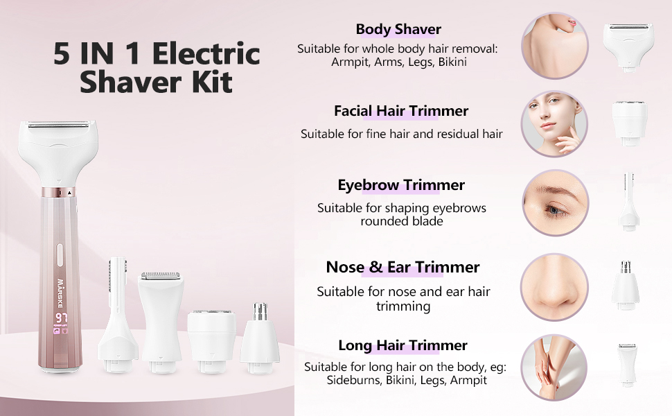 5 in 1 Electric Shaver Razor Women