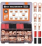 Filluck 116pcs Battery Cable Ends Kit,1/0 AWG 2 AWG 2/0AWG 4 AWG 6 AWG Copper Lugs,0 Gauge Heavy ...