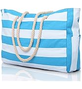 Beach Bags for Women, Large Waterproof Beach Tote Bag with Zipper Beach Bags Waterproof Sandproof...