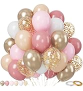 Paready Blush Pink Balloons Set, 50 Pcs Pink and Champagne Gold Balloons, 12 Inch Dusty Pastel Pi...