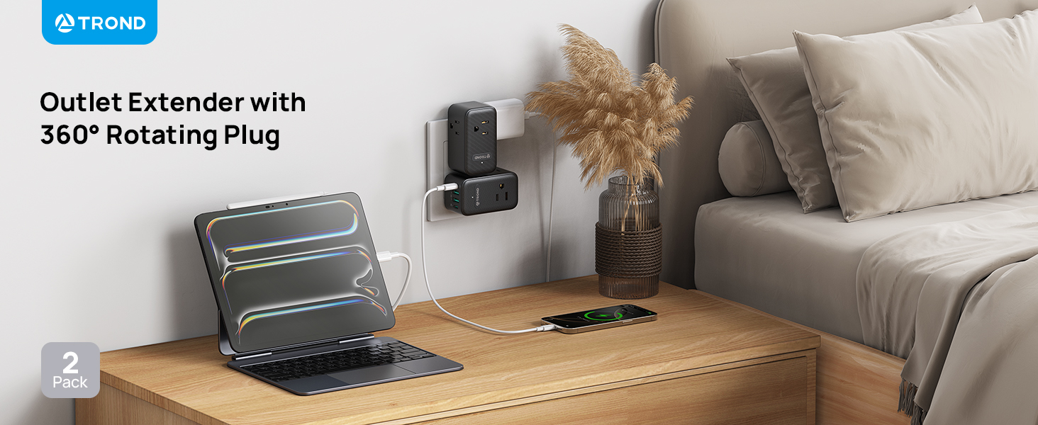 outlet extender with 360 rotating plug