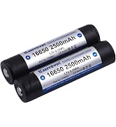 Keeppower Protected 16650 Rechargeable Li-ion Battery P1665J 3.7V 2500mAh (2 Pack)