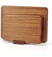 Relxinke Solid Teak Wood Cutting Board Set One Piece Non Glued Large Thick Crack Resistant Wooden...