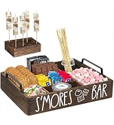 Wooden S'mores Bar Station, Smores Caddy Holder with Handles for Counter, Farmhouse S'mores Servi...