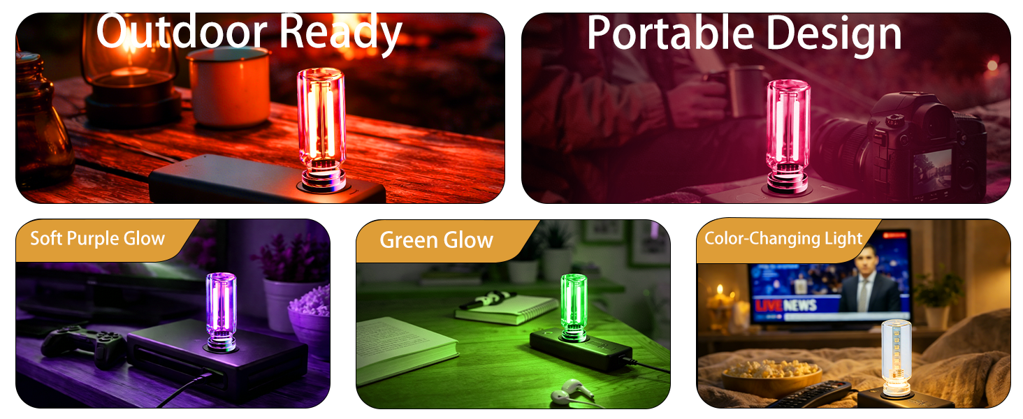 Vintage USB Glass Mini LED Ambient Light with portable outdoor multicolor use