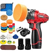Cordless Buffer Polisher, 12V Mini Wax Buffer & Sander with 2 X 2.5Ah Battery & Charger, 1/2/3" B...
