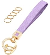 OHKYOOT Microfiber Leather Wristlet Keychain,Wrist Keychain Car Key Chain with 5 Key Ring and Ant...