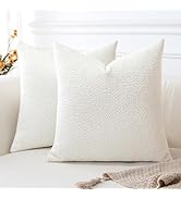 OTOSTAR Pack of 2 Textured Boucle Throw Pillow Covers Square Pillow Cases Cozy Soft Decorative Co...