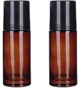 ZhangyiHot 2Pcs Brown 50ml Glass Essential Oil Roller Bottles Refillable Roll on Bottles Empty De...