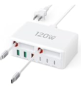8-in-1 Retractable USB C Charger Charging Station Hub for Multiple Devices | 120W GaN Charging St...