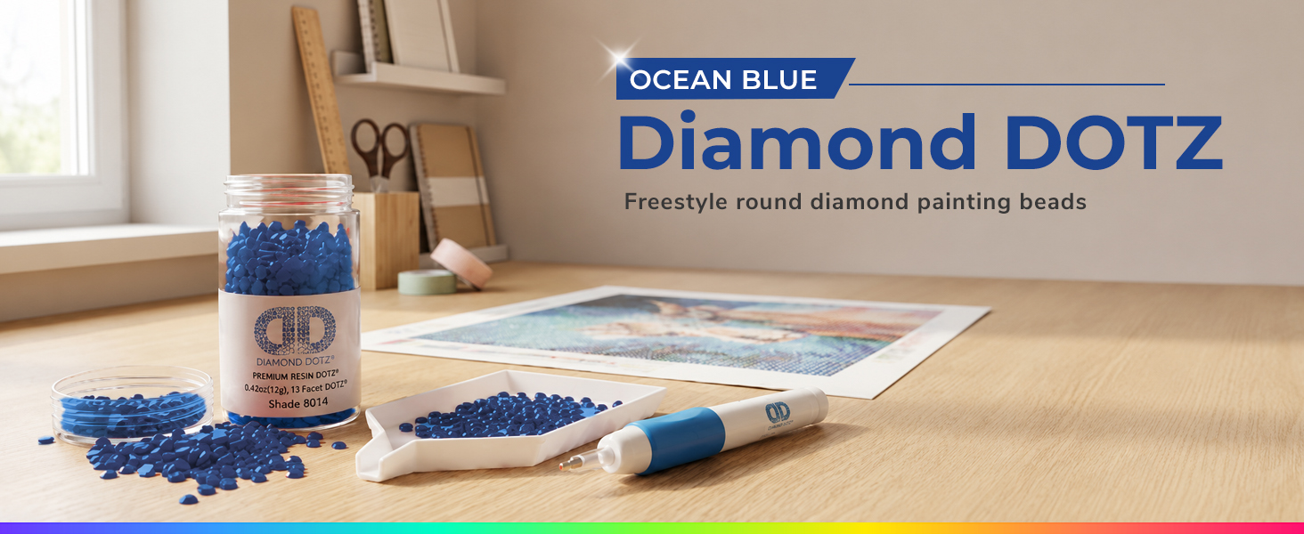 DIAMOND DOTZ Ocean Blue, Freestyle Drills Diamond Painting Beads 2.8mm