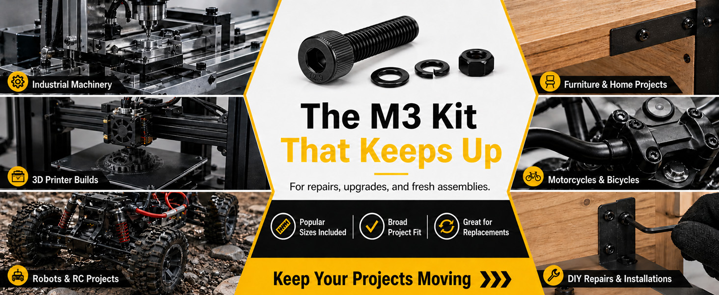3mm screws, m3 bolt kit, m3 socket head screws, m3 hex screws, m3 screws and nuts