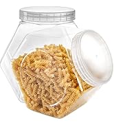 SOUJOY 2 Pack Plastic Candy Jar with Lid, 1 Gallon Cookie Containers for Kitchen Counter, Clear H...