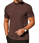 COOFANDY Mens Mock Turtleneck Shirts Casual Premium Cotton Short Sleeve Shirt Basic Half Neck T-S...