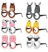 6Pcs Farm Animal Glasses Barnyard Party Favors Eyeglasses Frame Creative Funny Eyewear Costume Bi...