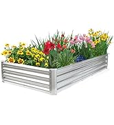 JERIA 6×3×1ft Raised Garden Bed with Support Rods,Galvanized Raised Garden Bed Kit Outdoor Metal ...