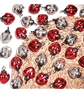 Indian Shelf Hanging Ornament - 25pcs Heart Shaped Christmas Ornament - Red and Silver Glass Chri...