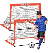 2 Pack 4' x 3' Soccer Goal Net Set, Pop Up Kids Practice Soccer Goals for Indoor and Outdoor.Port...