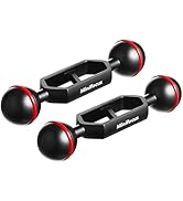 MINIFOCUS 2 Pack of 4" Double Ball Aluminum Extension Arm, 1" Ball Head Connector Underwater CNC ...