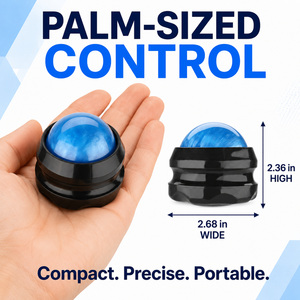 Hand holding a palm-sized manual massage roller