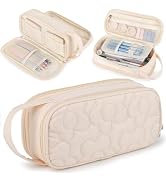 Bunnychill Pencil Case For Girls,Flower Quilted Large Capacity Pencil Pouch With 2 Compartment, Z...