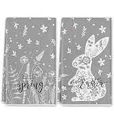 Easter Decorations Kitchen Towels,2Pcs 19x16In Happy Easter Dish Towels with Bunny Eggs Spring Ea...