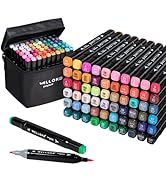 WELLOKB Alcohol Markers Set, 60 colors Alcohol Based Dual Tip, Broad and Brush Tip for Adult Colo...