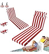 VEGNIC Outdoor Chaise Lounge Cushion, Waterproof Lounge Chair Cushions, 3 in High-Density Sponge ...