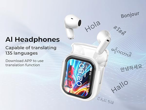 Translator Headphones with LCD Touch Screen for 135 Languages&Accents for Travel Business
