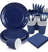 Gudvilla 168Pcs Navy Blue Party Supplies for Navy Blue Party Decorations includes Paper Plates an...
