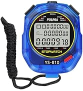 PULIVIA Stopwatch Timer 10 Splits/Laps Digital Stop Watch for Sports, Countdown Alarm Clock Date ...