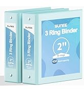 SUNEE 3 Ring Binder 2 Inch 2 Pack, Clear View Binder Three Ring PVC-Free (Fit 8.5x11 Inches) for ...